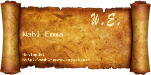Wahl Emma névjegykártya